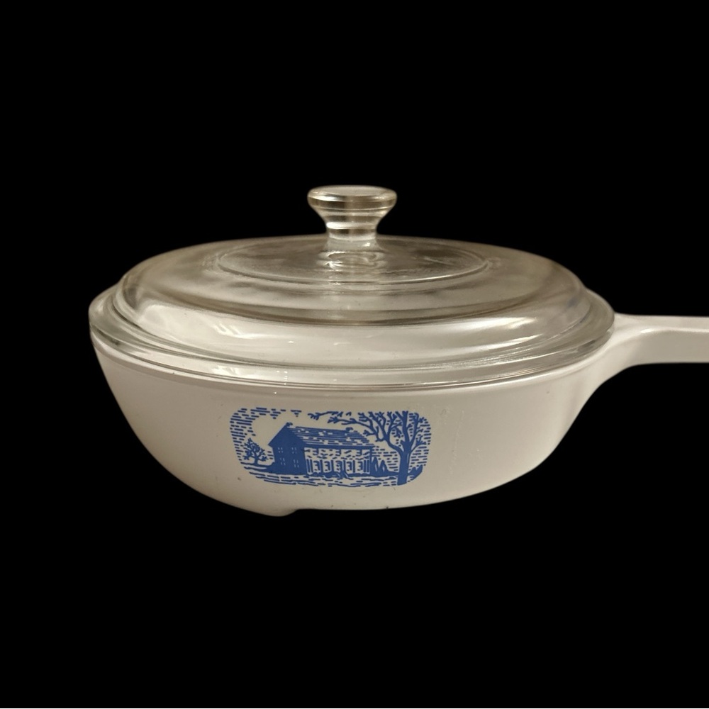 Corning Amana Radarware Blue Colonial House Browning Skillet with Lid - Picture 2 of 7